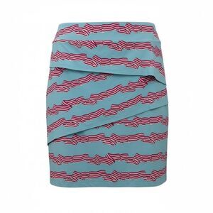 J. McLaughlin Tiered Skirt Catalina Cloth Size Large Blue Ribbons Americana